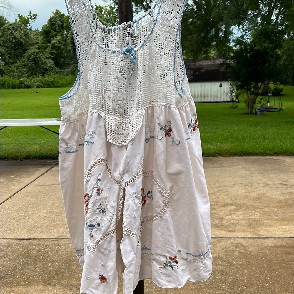 Embroidered White Tank Top